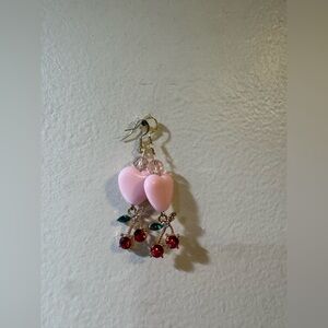 Charming Pink Heart Earrings with Vibrant Cherry Beads